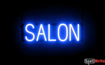 SALON sign, featuring LED lights that look like neon SALON signs