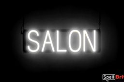 SALON sign, featuring LED lights that look like neon SALON signs