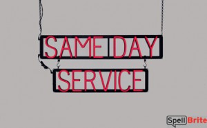 SAME DAY SERVICE LED signs that use click-together letters to make window signs for your shop