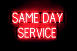 SAME DAY SERVICE illuminated LED signage that uses changeable letters to make personalized signs