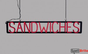 SANDWICHES sign, featuring LED lights that look like neon SANDWICH signs