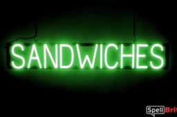 SANDWICHES sign, featuring LED lights that look like neon SANDWICH signs