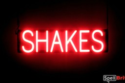 SHAKES sign, featuring LED lights that look like neon SHAKE signs