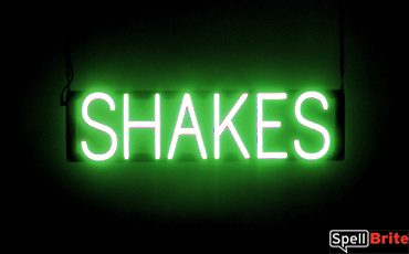 SHAKES sign, featuring LED lights that look like neon SHAKE signs