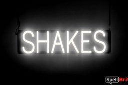 SHAKES sign, featuring LED lights that look like neon SHAKE signs