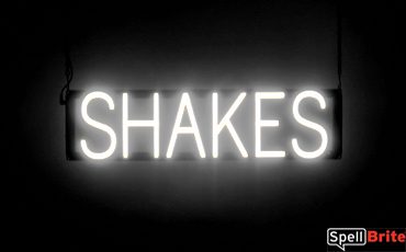 SHAKES sign, featuring LED lights that look like neon SHAKE signs