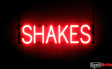 SHAKES sign, featuring LED lights that look like neon SHAKE signs