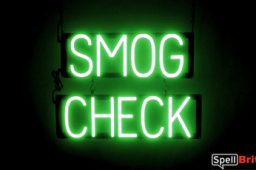 SMOG CHECK sign, featuring LED lights that look like neon SMOG CHECK signs