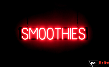 SMOOTHIES sign, featuring LED lights that look like neon SMOOTHIE signs