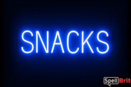 SNACKS sign, featuring LED lights that look like neon SNACK signs