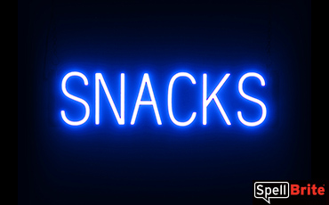 SNACKS sign, featuring LED lights that look like neon SNACK signs