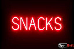 SNACKS sign, featuring LED lights that look like neon SNACK signs