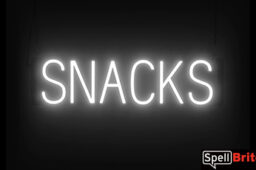 SNACKS sign, featuring LED lights that look like neon SNACK signs