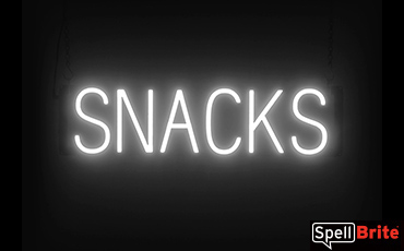 SNACKS sign, featuring LED lights that look like neon SNACK signs