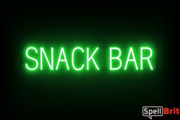 SNACK BAR sign, featuring LED lights that look like neon SNACK BAR signs