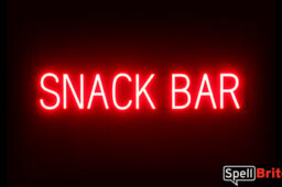 SNACK BAR sign, featuring LED lights that look like neon SNACK BAR signs