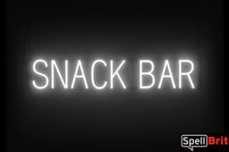 SNACK BAR sign, featuring LED lights that look like neon SNACK BAR signs