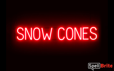 SNOW CONES sign, featuring LED lights that look like neon SNOW CONES signs