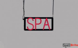 SPA sign, featuring LED lights that look like neon SPA signs