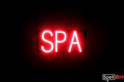 SPA sign, featuring LED lights that look like neon SPA signs