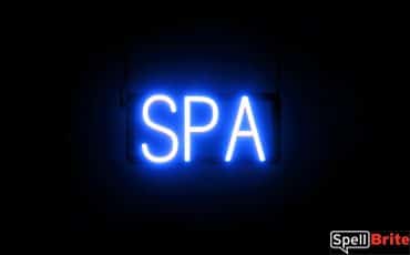 SPA sign, featuring LED lights that look like neon SPA signs