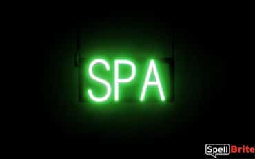 SPA sign, featuring LED lights that look like neon SPA signs