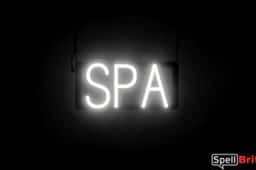 SPA sign, featuring LED lights that look like neon SPA signs