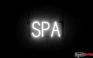 SPA sign, featuring LED lights that look like neon SPA signs