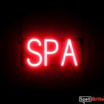 SPA sign, featuring LED lights that look like neon SPA signs