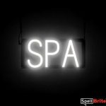 SPA sign, featuring LED lights that look like neon SPA signs