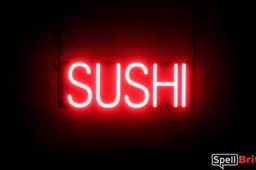 SUSHI sign, featuring LED lights that look like neon SUSHI signs