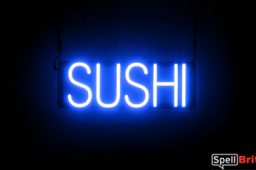 SUSHI sign, featuring LED lights that look like neon SUSHI signs