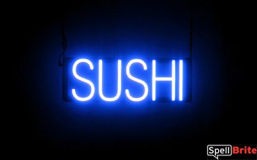 SUSHI sign, featuring LED lights that look like neon SUSHI signs