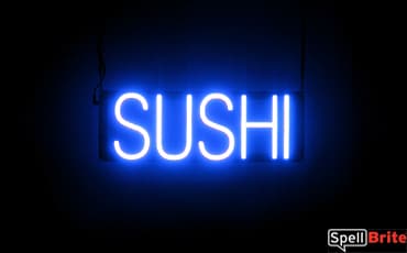 SUSHI sign, featuring LED lights that look like neon SUSHI signs