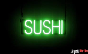 SUSHI sign, featuring LED lights that look like neon SUSHI signs