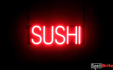 SUSHI sign, featuring LED lights that look like neon SUSHI signs