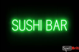 SUSHI BAR sign, featuring LED lights that look like neon SUSHI BAR signs