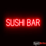 SUSHI BAR sign, featuring LED lights that look like neon SUSHI BAR signs