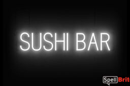 SUSHI BAR sign, featuring LED lights that look like neon SUSHI BAR signs