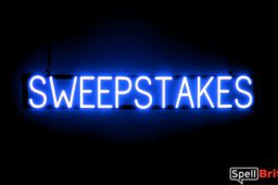 SWEEPSTAKES sign, featuring LED lights that look like neon SWEEPSTAKES signs