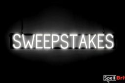 SWEEPSTAKES sign, featuring LED lights that look like neon SWEEPSTAKES signs