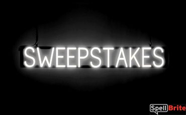 SWEEPSTAKES sign, featuring LED lights that look like neon SWEEPSTAKES signs