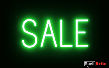 SALE Sign – SpellBrite’s LED Sign Alternative to Neon SALE Signs for Businesses in Green