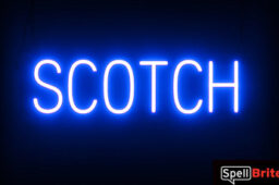SCOTCH sign, featuring LED lights that look like neon SCOTCH signs