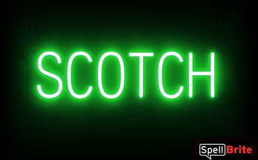 SCOTCH sign, featuring LED lights that look like neon SCOTCH signs