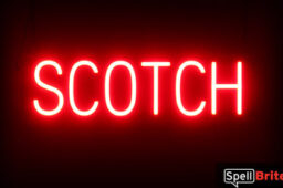 SCOTCH sign, featuring LED lights that look like neon SCOTCH signs