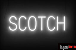 SCOTCH sign, featuring LED lights that look like neon SCOTCH signs