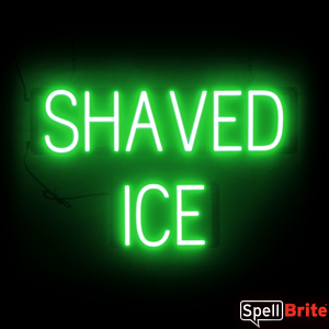 Green LED SHAVED ICE Sign, Neon Sign Look with LED Lights
