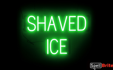 SHAVED ICE sign, featuring LED lights that look like neon SHAVED ICE signs