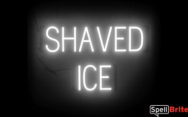 SHAVED ICE sign, featuring LED lights that look like neon SHAVED ICE signs